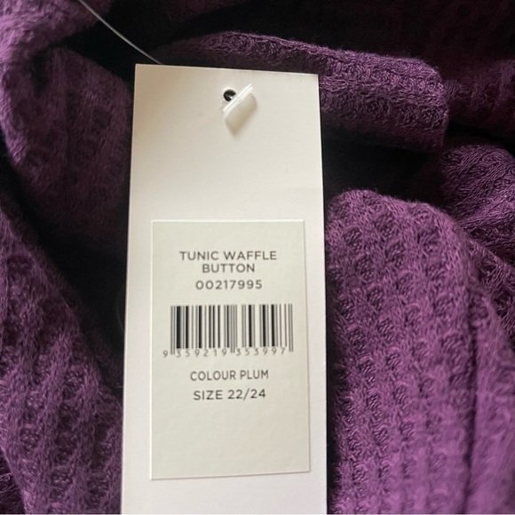 Evans long sleeve waffle knit tunic button accent size 22/24 NWT purple plum - Picture 6 of 9